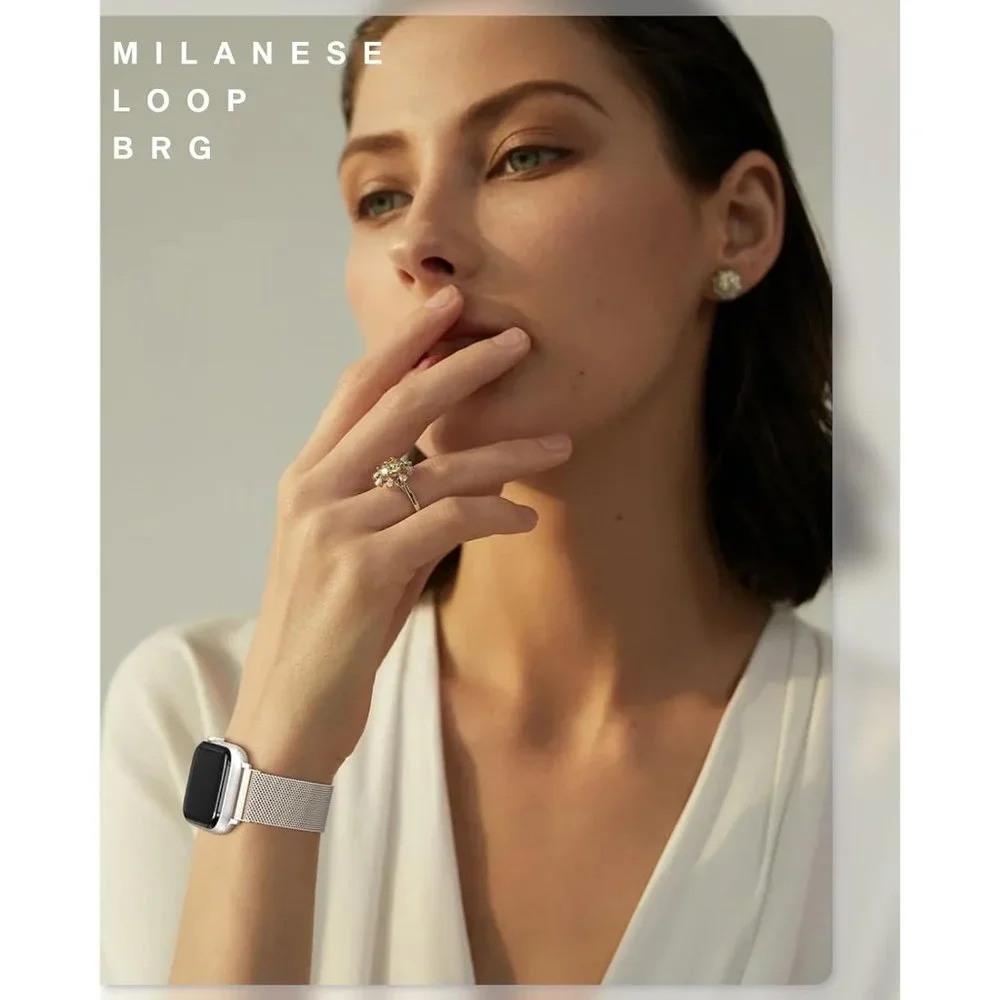 Women Stainless Steel Milanese Loop Apple Watch Magnetic Clasp Replacement Band - Picture 9 of 9